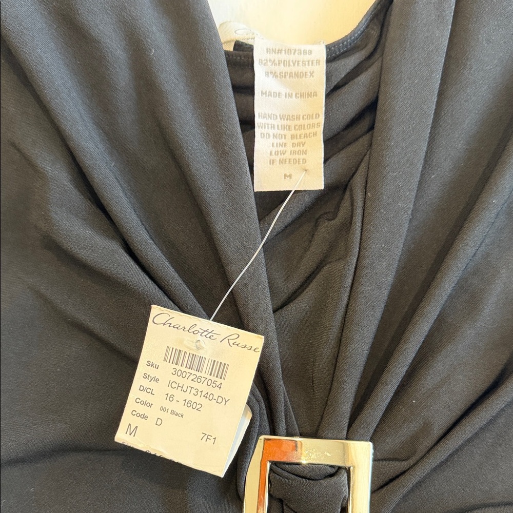 Charlotte Russe Black Halter Top with Silver Buckle - Picture 2 of 2